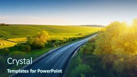  Presentation with agrarian - Presentation theme having country-road-passes-through-endless background and a ocean colored foreground