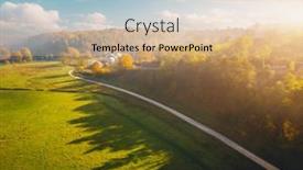  Presentation with bird eye view - Slides featuring country-road-passes-through-farmland background and a soft green colored foreground