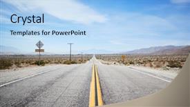  Presentation with country - Theme having country road through desert looking background and a light blue colored foreground