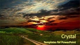  Presentation with green hills - Presentation design consisting of country road through the green background and a tawny brown colored foreground