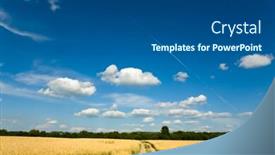  Presentation with country - Slide deck having country road through the wheaten field background and a dark gray colored foreground