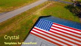  Presentation with united states flag - Slides having country-road-with-an-american background and a tawny brown colored foreground