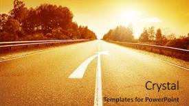  Presentation with asphalt road - Slide set with country road with arrow sign background and a gold colored foreground