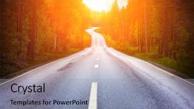  Presentation with country - Slide deck consisting of country road background and a light blue colored foreground