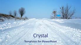  Presentation with snow day - Slide set featuring country side empty road covered background and a sky blue colored foreground