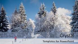  Presentation with cross - Audience pleasing PPT theme consisting of country skiing on a love backdrop and a  colored foreground