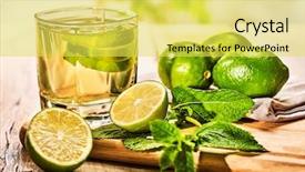  Presentation with green life - Beautiful theme featuring mojito cocktail with half lime backdrop and a yellow colored foreground