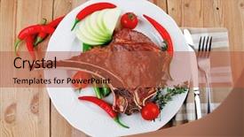 Presentation with food white layout - Presentation theme with country style ribs - meat food roast rib background and a red colored foreground