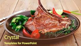 Presentation with grilled - Amazing PPT theme having country style ribs - savory grilled spare rib backdrop and a  colored foreground