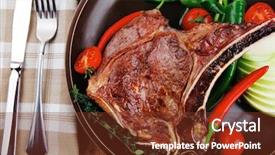  Presentation with dark vintage wood table texture - Slide deck consisting of country style ribs - savory grilled spare rib background and a  colored foreground