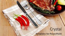  Presentation with grilled - PPT theme enhanced with country style ribs - savory grilled spare rib background and a  colored foreground