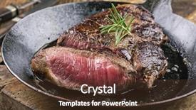 Presentation with steak - Colorful PPT theme enhanced with country style ribs - steak backdrop and a tawny brown colored foreground