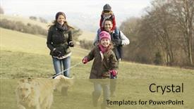  Presentation with winter family - Cool new slide deck with country walk in winter backdrop and a mint green colored foreground