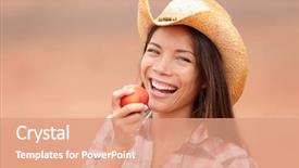  Presentation with western cowboy - Colorful slide deck enhanced with country western - american cowgirl eating peach backdrop and a coral colored foreground
