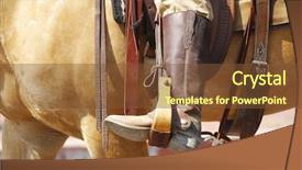  Presentation with western cowboy - Audience pleasing theme consisting of country western - cowboy on a horse riding backdrop and a tawny brown colored foreground