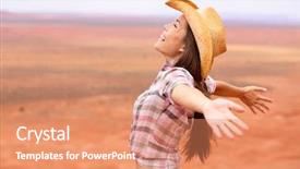  Presentation with cowboy hat - Amazing presentation design having country western - cowgirl - woman happy backdrop and a coral colored foreground