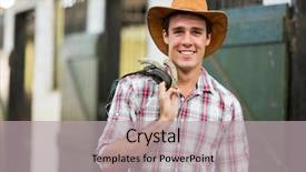  Presentation with cowboy - PPT theme enhanced with engine failure or crash accident background and a gray colored foreground