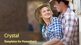  Presentation with young happy couple - Colorful slide deck enhanced with country western - happy young farm couple embracing backdrop and a tawny brown colored foreground