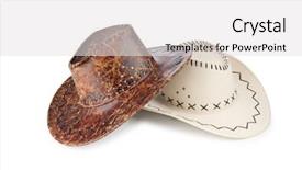  Presentation with hat - Slide set with country western - hat isolated on the white background and a light gray colored foreground