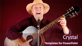 Presentation with acoustic - Theme enhanced with country western - man playing acoustic guitar background and a wine colored foreground