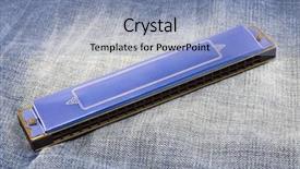  Presentation with harmonica - PPT layouts featuring country western music - blue harmonica background and a light blue colored foreground
