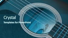  Presentation with acoustic - Audience pleasing theme consisting of country western music - detail of acoustic guitar backdrop and a ocean colored foreground