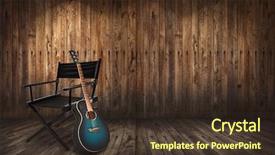  Presentation with country music - Presentation design with country western music - guitar and chair background and a tawny brown colored foreground