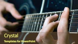  Presentation with country music - Audience pleasing PPT theme consisting of country western music - musician playing guitar backdrop and a tawny brown colored foreground