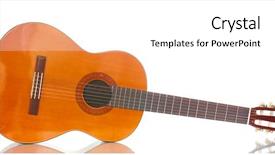  Presentation with guitar - Beautiful PPT theme featuring country western music - retro guitar isolated on white backdrop and a white colored foreground