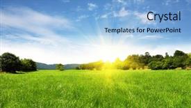  Presentation with sky sun - Colorful PPT theme enhanced with countryside - field and bright sky backdrop and a light blue colored foreground