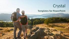  Presentation with senior couple - Audience pleasing PPT theme consisting of countryside in lake district backdrop and a sky blue colored foreground