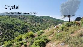  Presentation with olive tree - Presentation design featuring countryside-landscape-around-the-drisht background and a light blue colored foreground