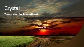  Presentation with nature countryside - Slide deck featuring countryside landscape with dirt road background and a gray colored foreground