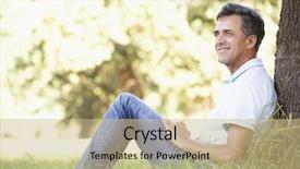  Presentation with relaxing - Slides consisting of man relaxing in countryside leaning background and a teal colored foreground