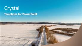  Presentation with rural road - Colorful presentation enhanced with countryside-on-snowy-winter-day backdrop and a teal colored foreground
