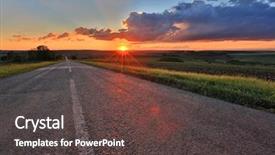  Presentation with moving - Amazing PPT layouts having countryside road on sunset sky backdrop and a dark gray colored foreground
