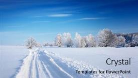  Presentation with forest road - PPT layouts consisting of countryside road through winter field background and a light blue colored foreground