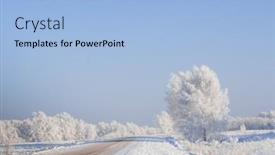  Presentation with forest road - Audience pleasing slide deck consisting of countryside-road-through-winter-forest backdrop and a light blue colored foreground