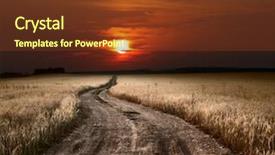  Presentation with track field - Beautiful slides featuring countryside road trough a field backdrop and a tawny brown colored foreground