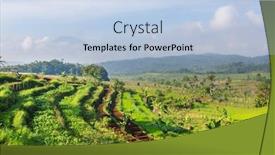  Presentation with green morning - Colorful presentation theme enhanced with countryside-scenery-green-fields backdrop and a light blue colored foreground