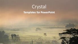  Presentation with misty - Presentation design having countryside-scenery-misty-green-fields background and a coral colored foreground