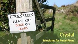  Presentation with lead - PPT theme enhanced with countryside sign keep dogs background and a tawny brown colored foreground