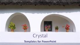  Presentation with windows - Cool new PPT theme with countryside-still-life-flowers backdrop and a sky blue colored foreground