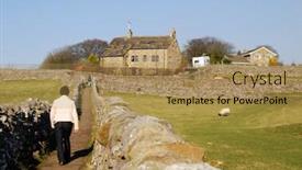  Presentation with pathway - Presentation theme consisting of countryside-view-of-pathway background and a coral colored foreground