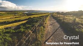  Presentation with green lagoon - Presentation featuring countryside-walking-way-to-coast background and a tawny brown colored foreground