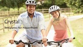  Presentation with cycling - Cool new theme with countryside wearing safety helmet backdrop and a blonde colored foreground