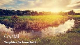  Presentation with rural - PPT theme enhanced with countryside-with-small-river background and a coral colored foreground