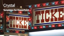  Presentation with ticket - Slides featuring county fair - carnival ticket stand booth sign background and a tawny brown colored foreground