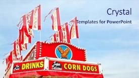  Presentation with corn dog - Slide set featuring county fair - corn dog stand background and a sky blue colored foreground