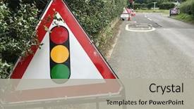  Presentation with traffic light - Slide deck featuring county road traffic light road background and a light gray colored foreground